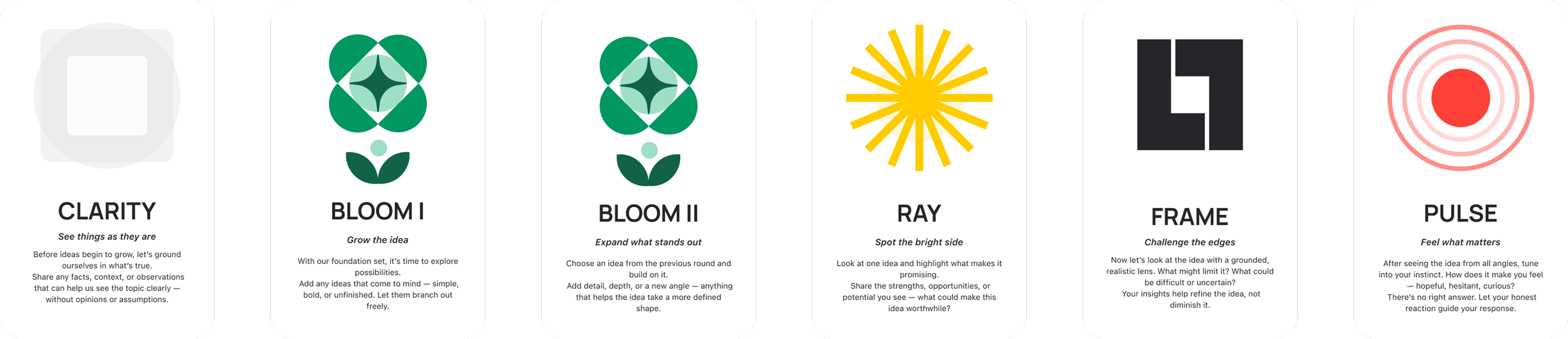 Instruction cards for color rounds